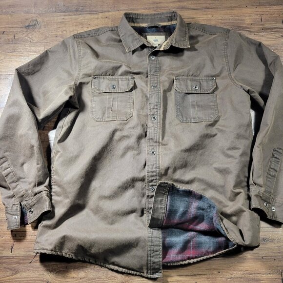 Dakota Grizzly Shacket Mens 2XT Brown Flannel Lined Distressed Chore Jacket Flaw - Picture 1 of 8
